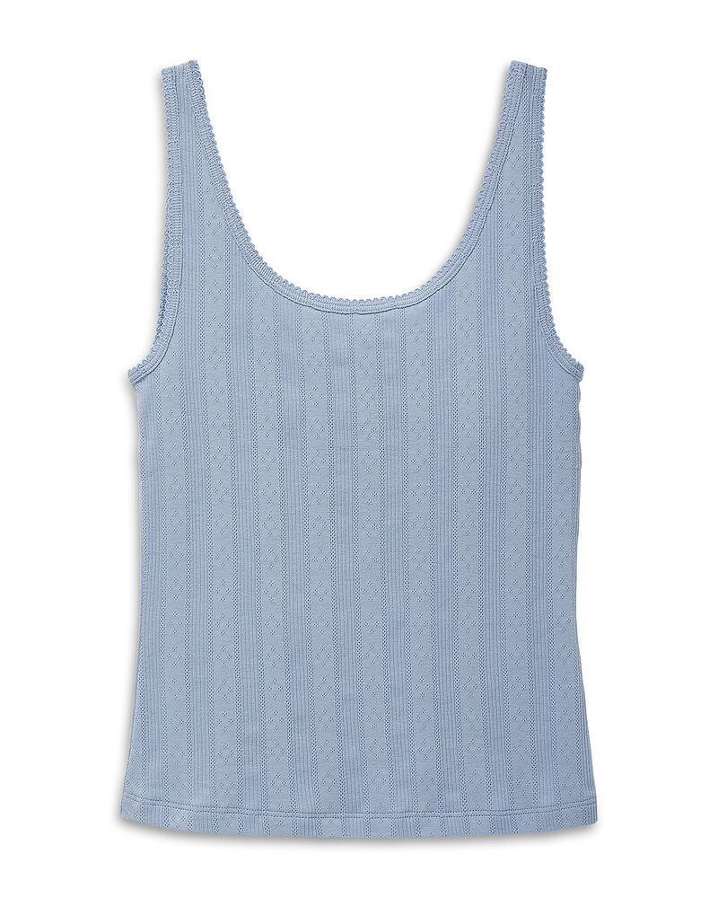 プティットプリュム レディース トップス タンクトップ ニット Petite Plume Pointelle Knitank Top Blue ブルー