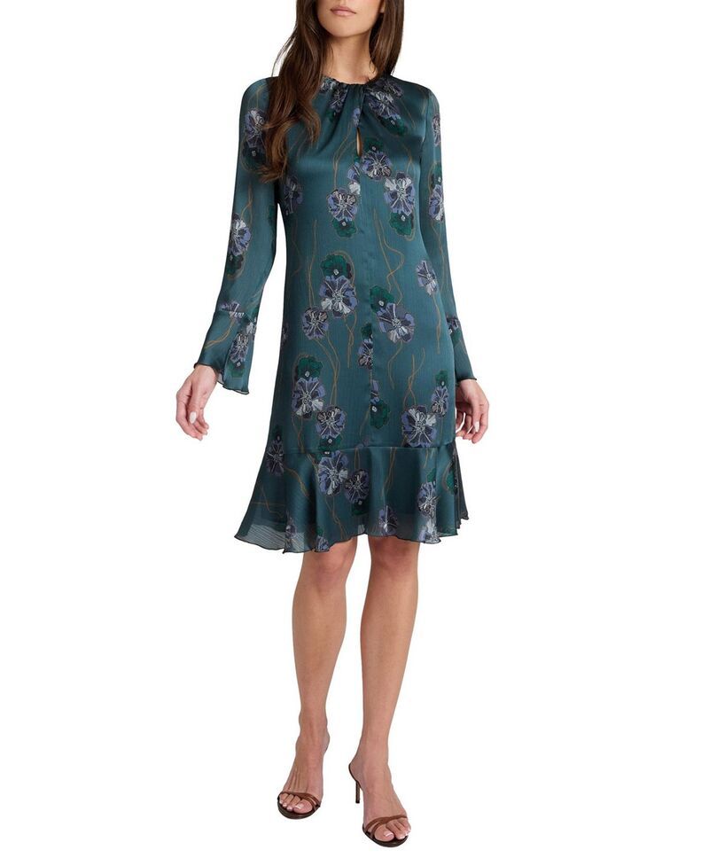 サントレッリ レディース ボトムスカート プリント フリル Santorelli Drake Long Sleeve Printed Shift Dress with Ruffled Skirt St 72,490円