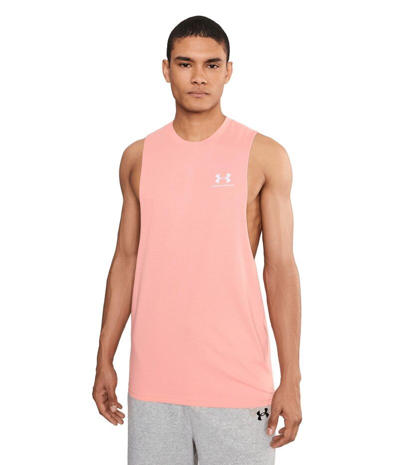 アンダーアーマー メンズ トップス シャツ ロゴ Under Armour Logo Cutoff Tank Posh PinkWhite ホワイト