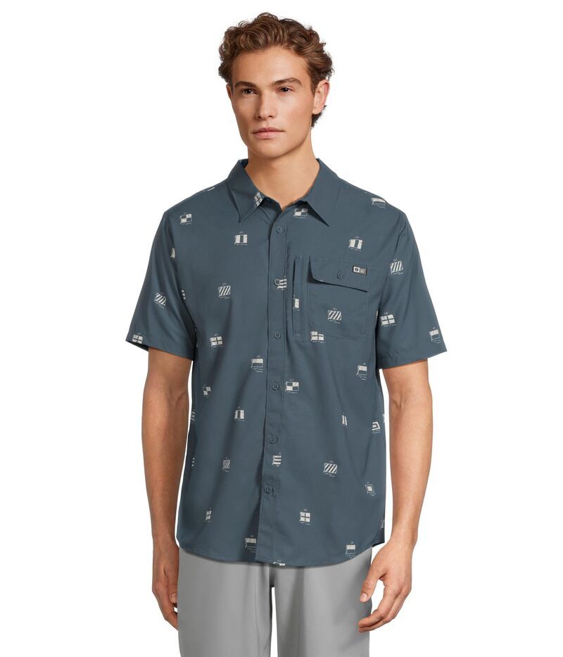 ソルティークルー メンズ トップス シャツ Salty Crew Flagship Uv Button Up Midnight Navy ネイビー