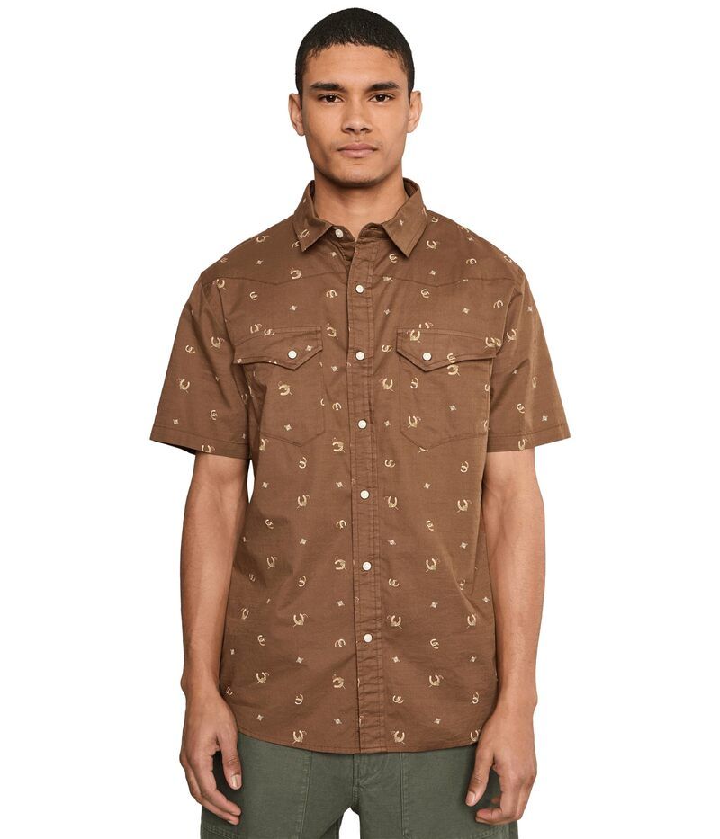 ペンドルトン メンズ トップス シャツ Pendleton Laramie Shirt Short Sleeve Horseshoe Brown ブラウン