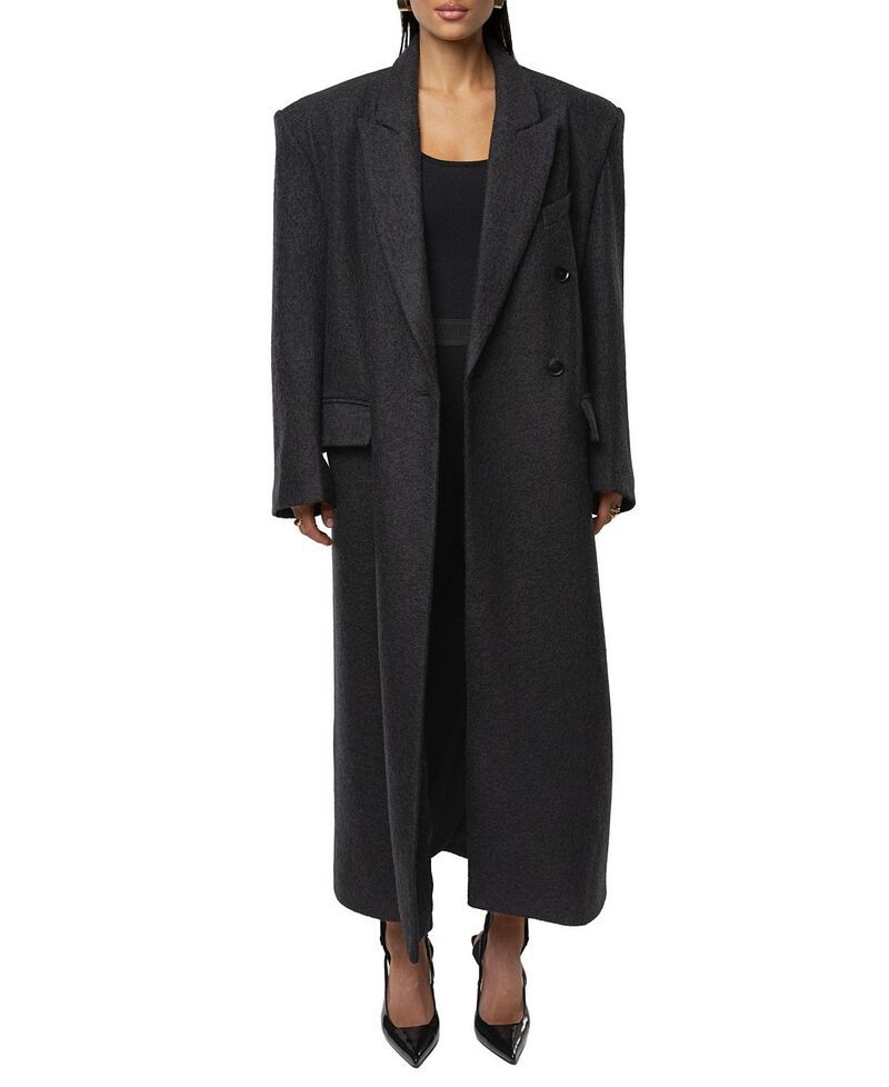 ジェイラックスレーベル レディース アウター コート JLUXLABEL Oversize Double Breasted Coat Black ブラック