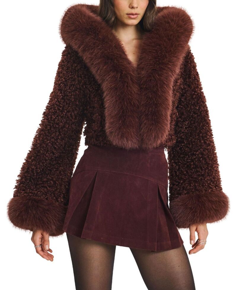 ミスサークル レディース アウター ジャケット・ブルゾン フーデッドジャケット クロップド Miss Circle Kali Teddy Cropped Faux Fur Hooded Jacket