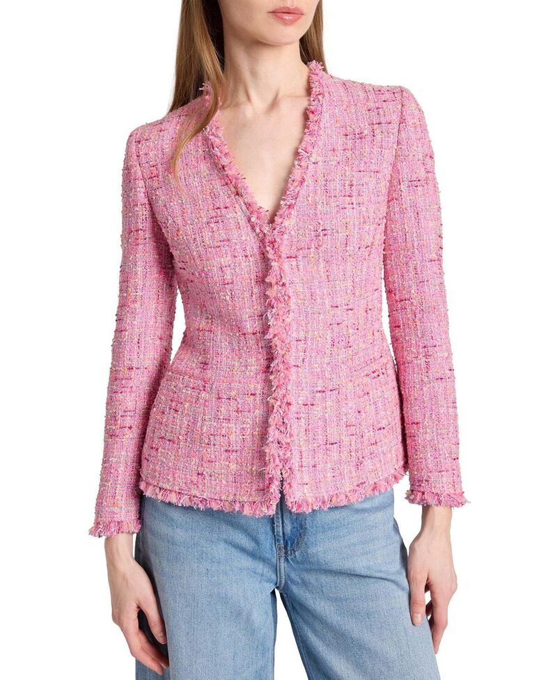 サントレッリ レディース アウター ジャケット・ブルゾン ツイード コットン Santorelli Cynthia Jacket in Luxury Cotton Blend Tweed Candy