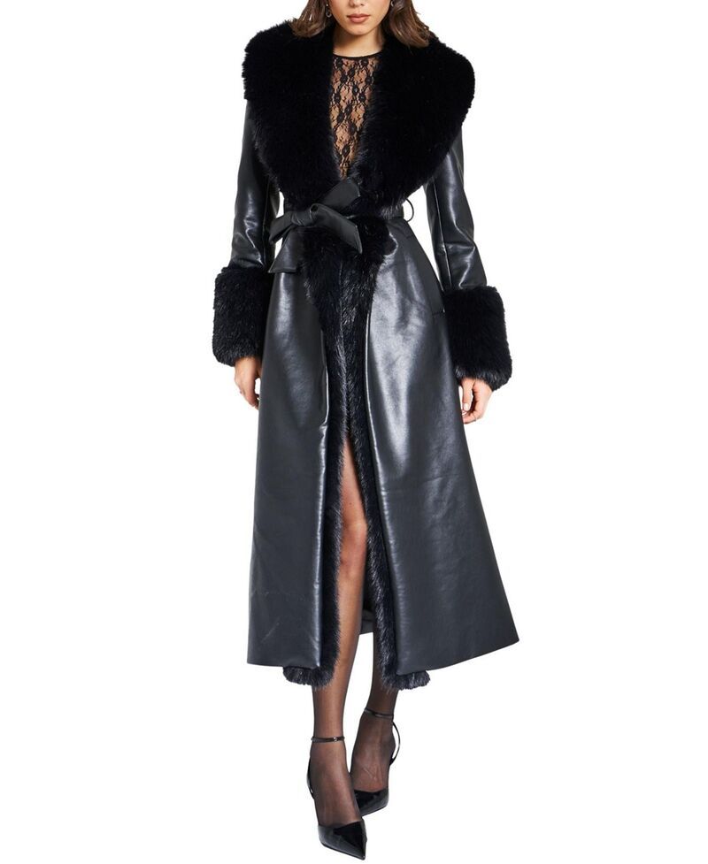 ミスサークル レディース アウター コート レザー フェイクレザー Miss Circle Zaida Faux Fur Trim Faux Leather Coat Black ブラック 65,340円