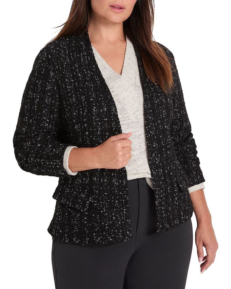 ニックアンドゾー プラス レディース アウター ジャケット・ブルゾン トール ニット NICZOE Plus Metallic Grid Knit Jacket Black Mix ブラック