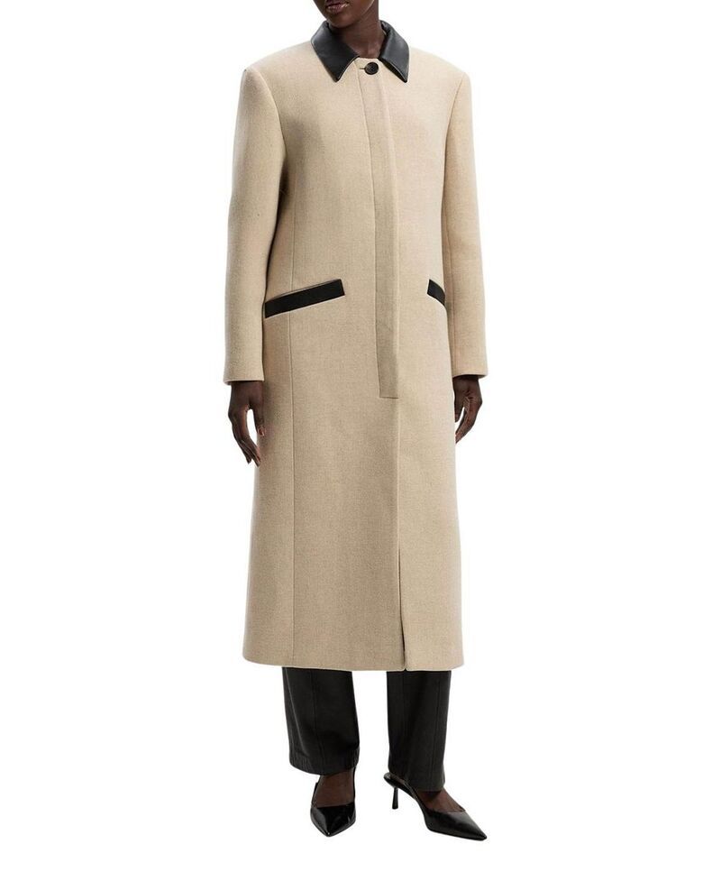 カレンミレン レディース アウター コート ミディ ウール Karen Millen Wool Pu Mix Tailored Midi Coatmeal オートミール