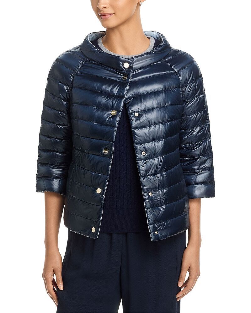 ヘルノ レディース アウター コート Herno Reversible Puffer Coat Blu Scuro
