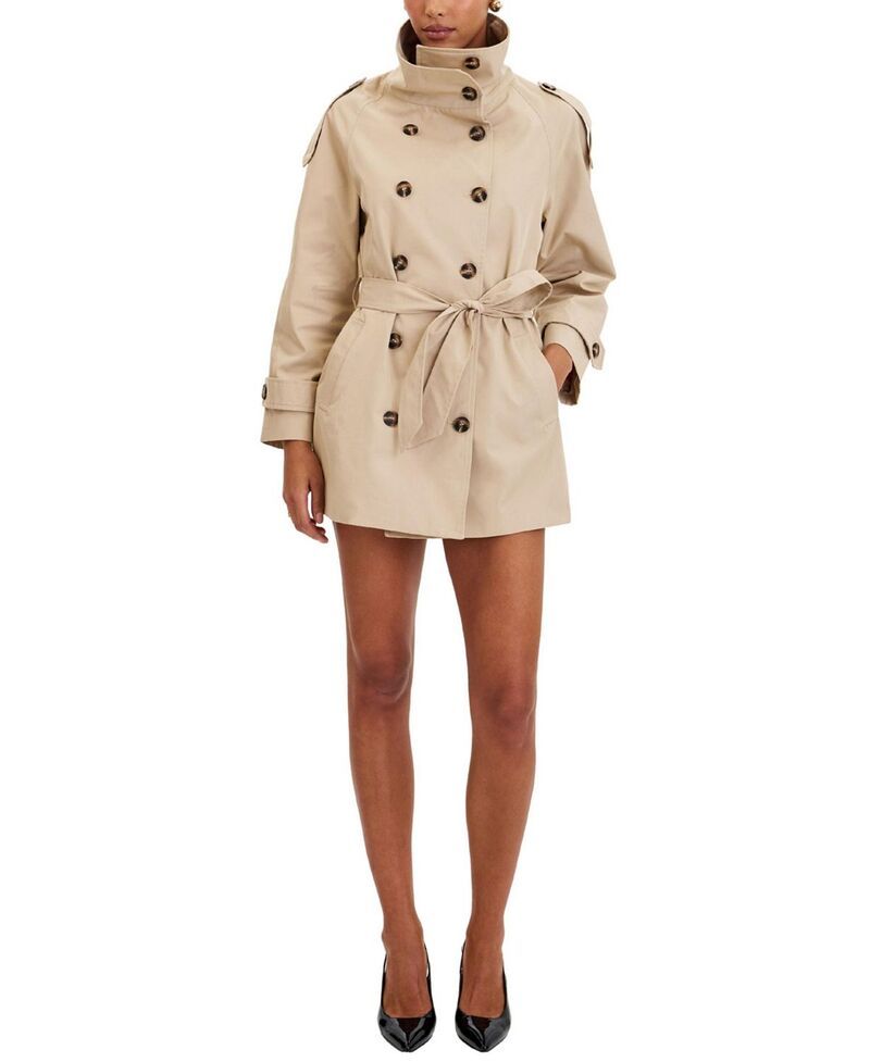 ミスサークル レディース アウター コート ミニ Miss Circle Vanetta High Collar DoubleBreasted Trench Mini Coat Beige ベージュ