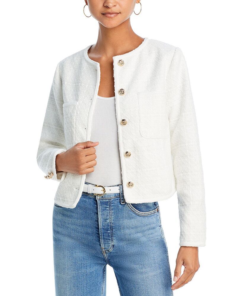 アクア レディース アウター ジャケット・ブルゾン ツイード AQUA Tweed Jacket Exclusive White ホワイト
