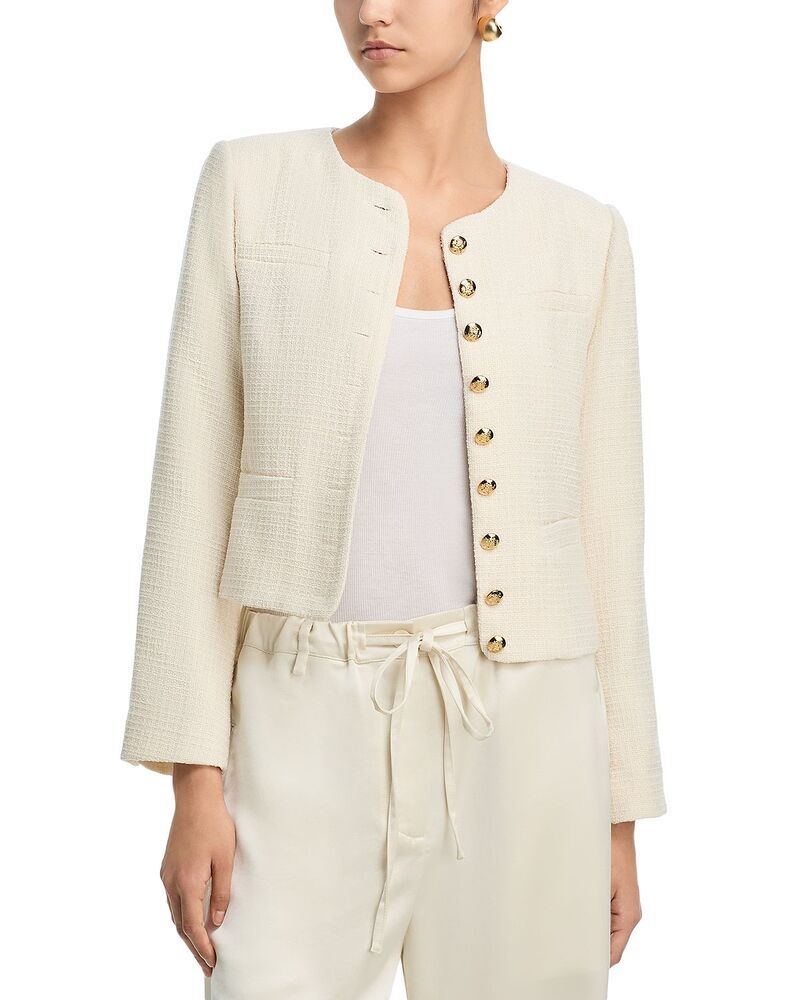 アクア レディース アウター ジャケット・ブルゾン ツイード AQUA Multi Button Tweed Jacket Exclusive Ivory アイボリー