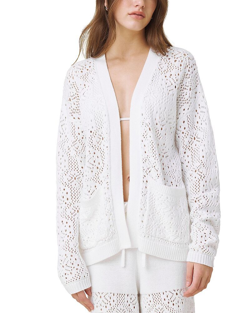 スプレンディット レディース アウター カーディガン Splendid Beckham Crocheted Open Cardigan White ホワイト
