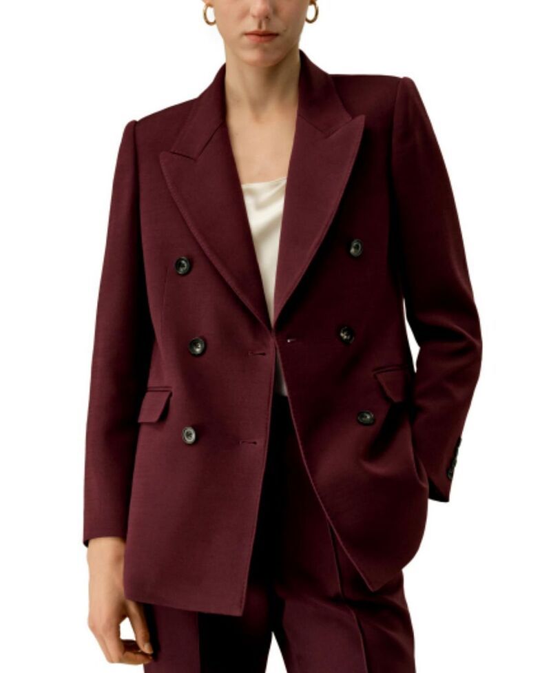 リリーシルク レディース アウター ジャケット・ブルゾン ブレザー LILYSILK Double Breasted Lapel Blazer Pinot Noir