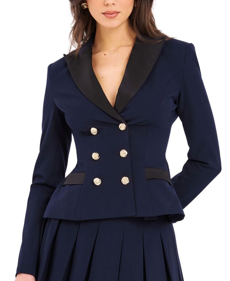 ミスサークル レディース アウター ジャケット・ブルゾン 背中開き ブレザー Miss Circle Nasia Double Breast Backless Blazer Navy Blue ネイビ