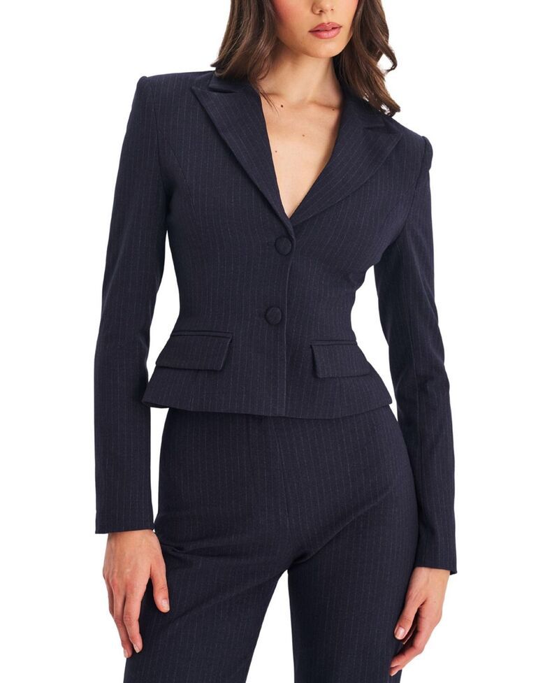 ミスサークル レディース アウター ジャケット・ブルゾン ブレザー Miss Circle Quinne Striped SingleBreasted Peplum Blazer Navy ネイビー