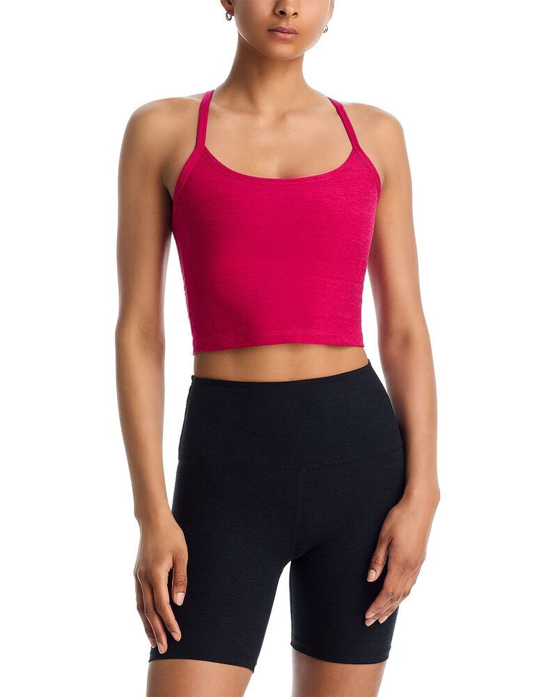ビヨンドヨガ レディース トップス タンクトップ クロップド Beyond Yoga Spacedye Slim Racerback Cropped Tank in Vivid Sangria Hea