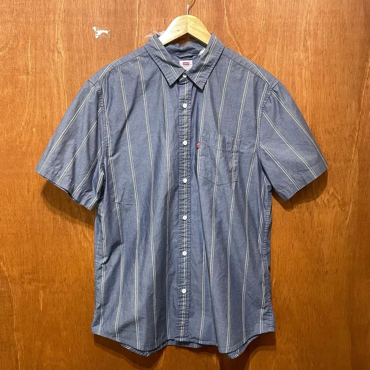 (L) Levi's リーバイス ポケット ストライプ 半袖 シャツ