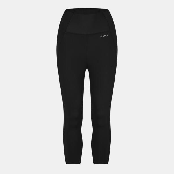 ユーエスエープロ レディース ボトムス レギンス クロップド キャップ USA Pro USA Pro High Rise Capri Cropped Leggings Ladies Black ブラ
