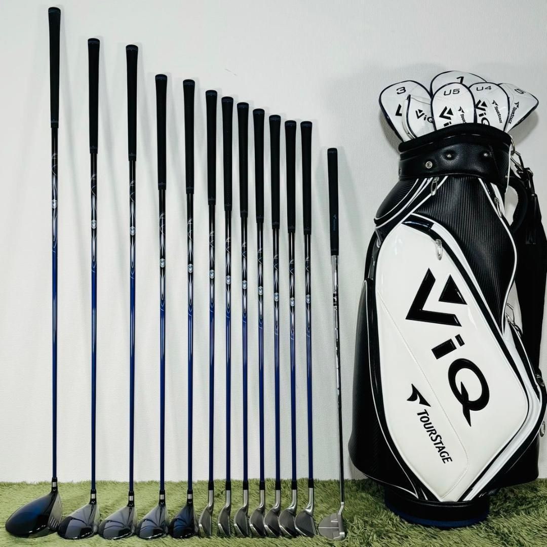 【中古】ツアーステージ ViQ フルセット キャディバッグ付き 13本セット メンズゴルフ TOURSTAGE BRIDGESTONE ブリヂストン 男性 右利き flex R
