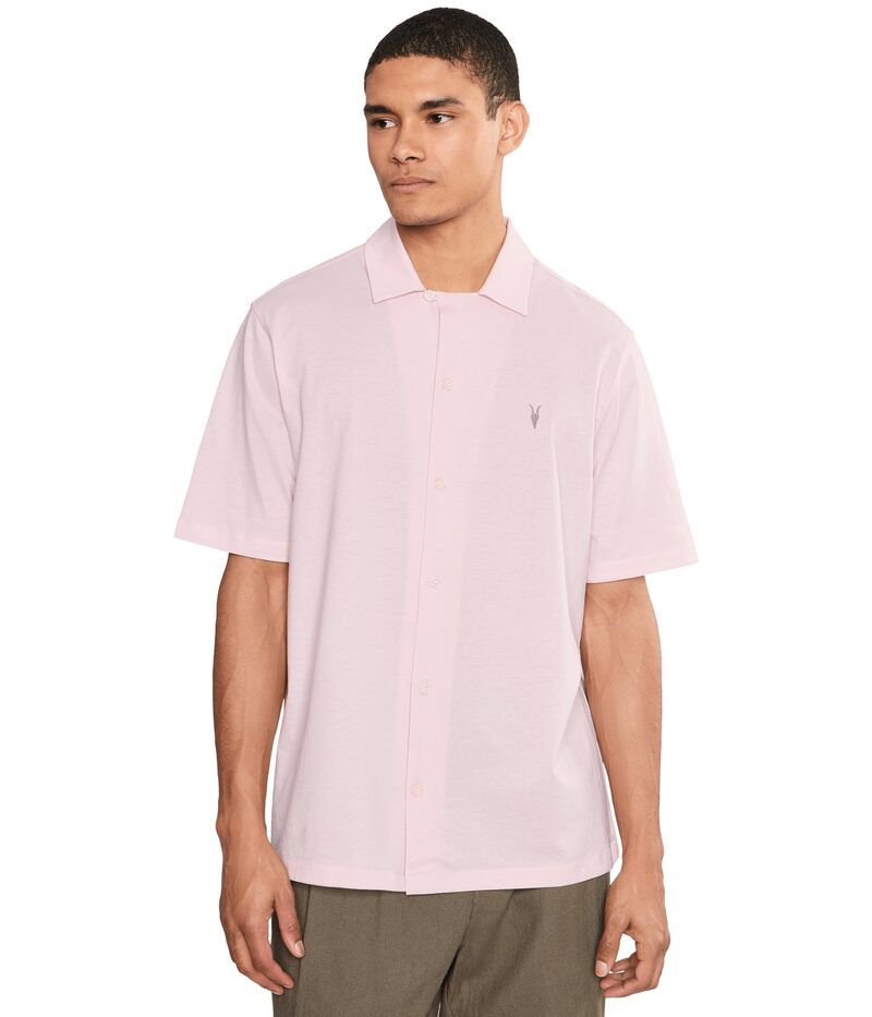 オールセインツ メンズ トップス シャツ AllSaints Hudson Short Sleeve Shirt Seashell Pink ピンク