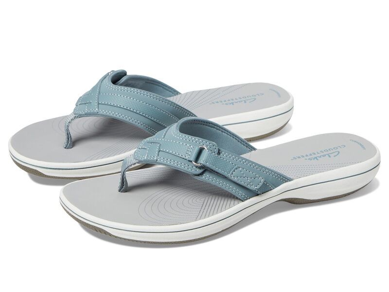 クラークス レディース シューズ サンダル Clarks Breeze Sea Blue Grey Synthetic グレー
