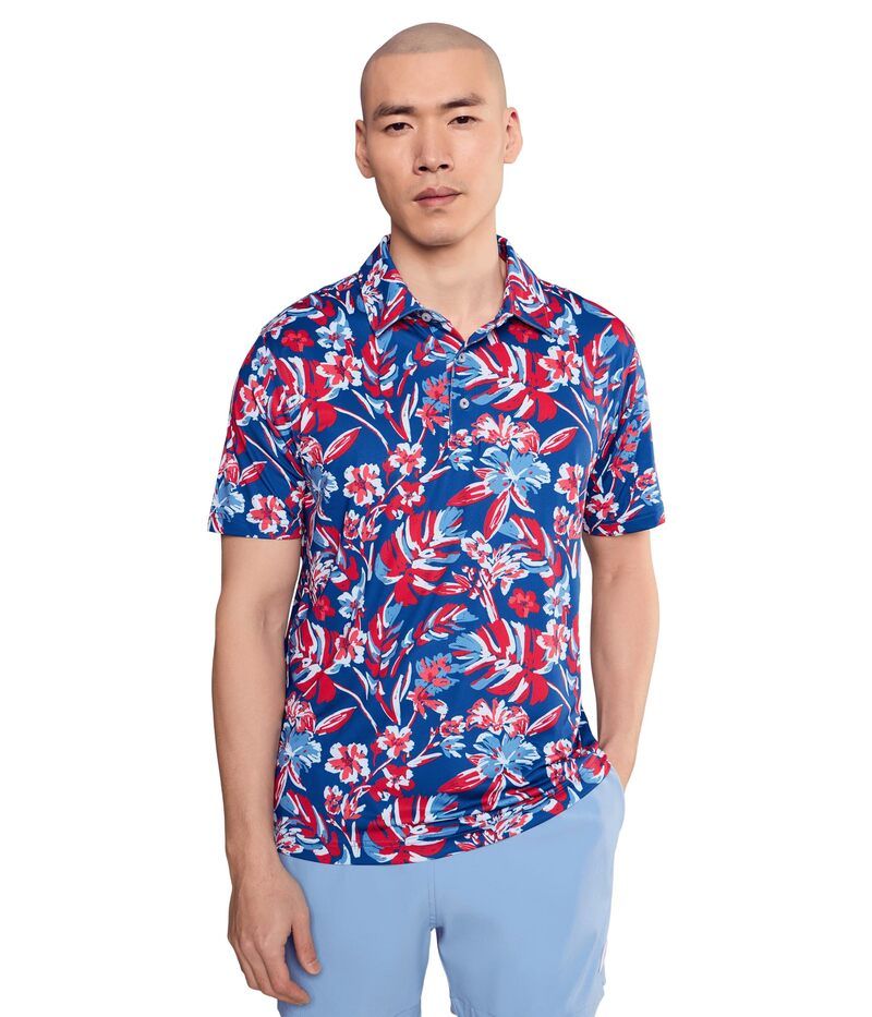 チャビーズ メンズ トップス シャツ Chubbies The Star Spangled Bloom performance Polo Bright Blue Floral ブルー