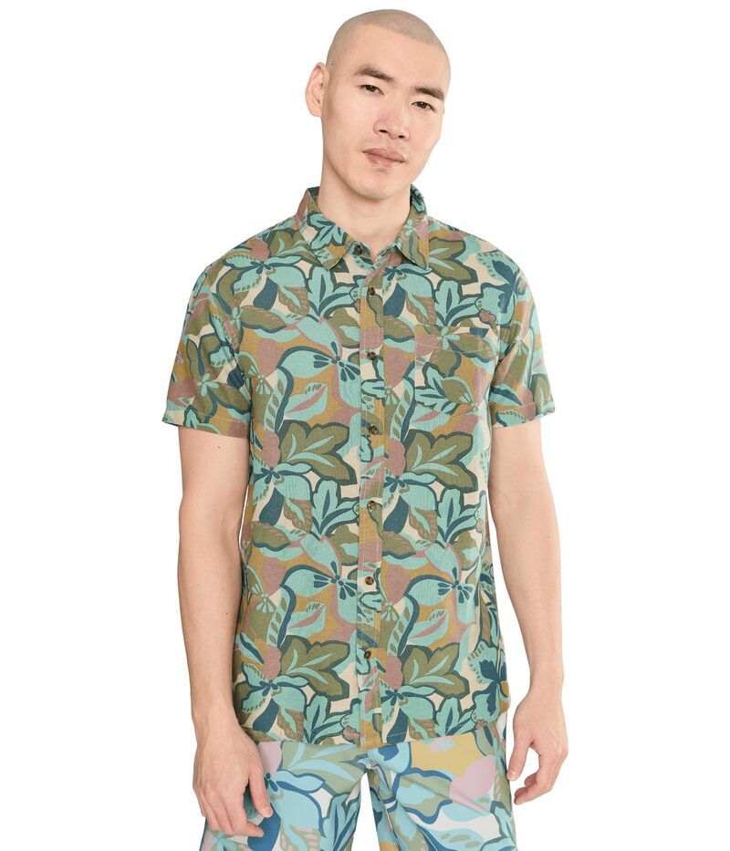 オニール メンズ トップス シャツ プリント ONeill OG Print Standard Short Sleeve Woven Shirt Blue Fusion ブルー