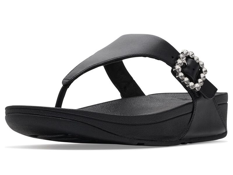 フィットフロップ レディース シューズ サンダル レザー FitFlop Lulu CrystalBuckleather ToePost Sandals All Black ブラック
