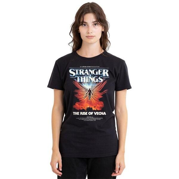 ストレンジャーシングス レディース ボトムス カジュアルパンツ Tシャツ Stranger Thingstranger Things Vecna Rise Poster TShirt Black ブラ
