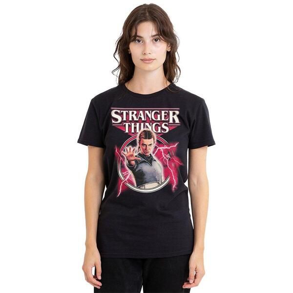 ストレンジャーシングス レディース アウター ニット・セーター Tシャツ Stranger Thingstranger Things Eleven Lightning Poster TShirt Bl
