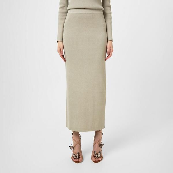 プリティラヴィッシュ レディース ボトムスカート リブ ミディ Pretty Lavish Gianna Ribbed Midi Skirt Champagne Metal シャンパン