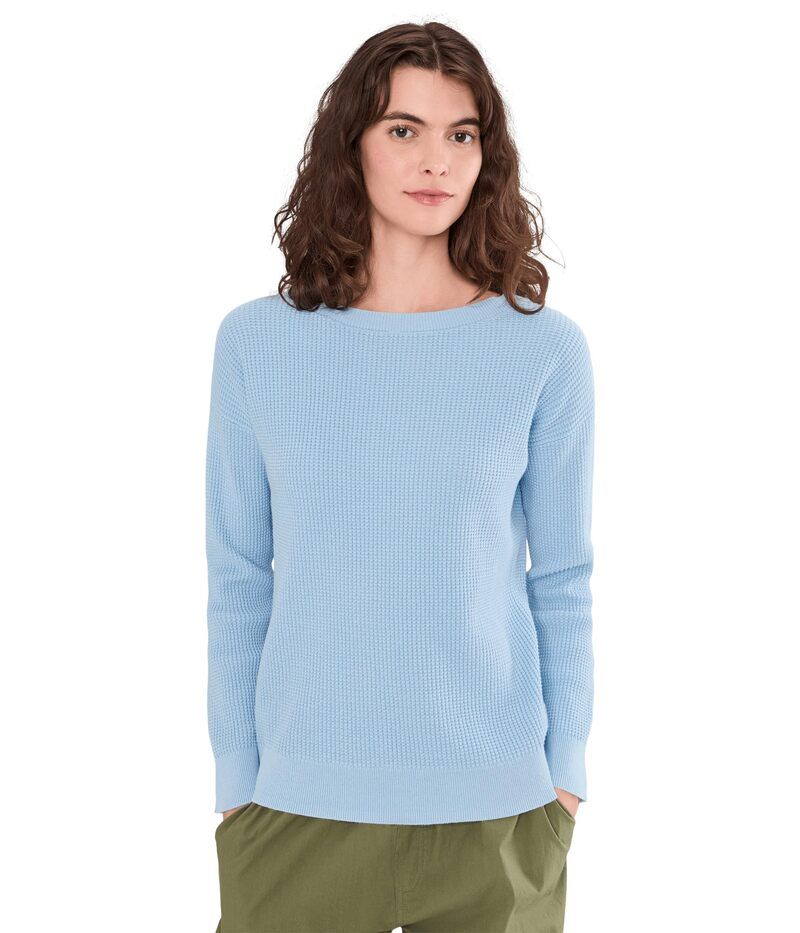 エルエルビーン レディース アウター ニット・セーター Llbean Sunwashed Waffle Pullover Sweater Seaboard Blue ブルー