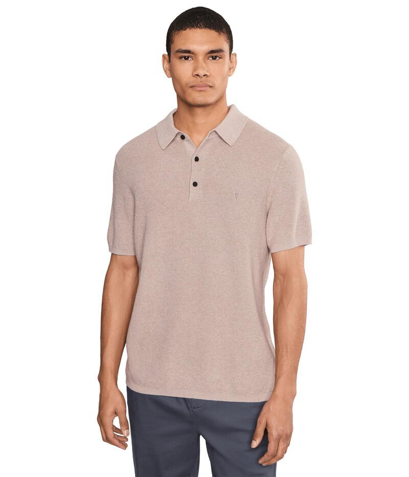 オールセインツ メンズ トップス シャツ Allsaints Aspen Short Sleeve Polo Moon Grey グレー