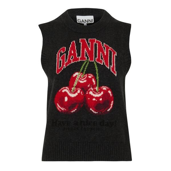 ガニー レディース アウター カーディガン ベスト セーター ニット Ganni Womens Knitted Sweater Vest Phantom