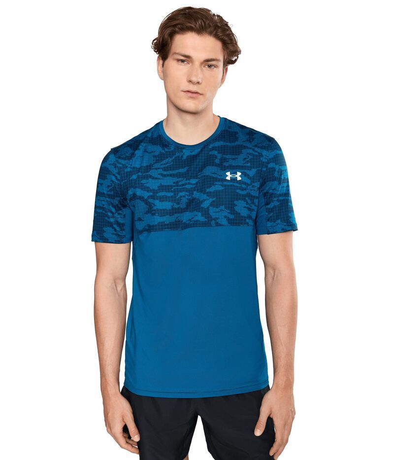 アンダーアーマー メンズ トップス シャツ プリント Under Armour Heatgear Printed Short Sleeve Tshirt Varsity BlueWh ブルー