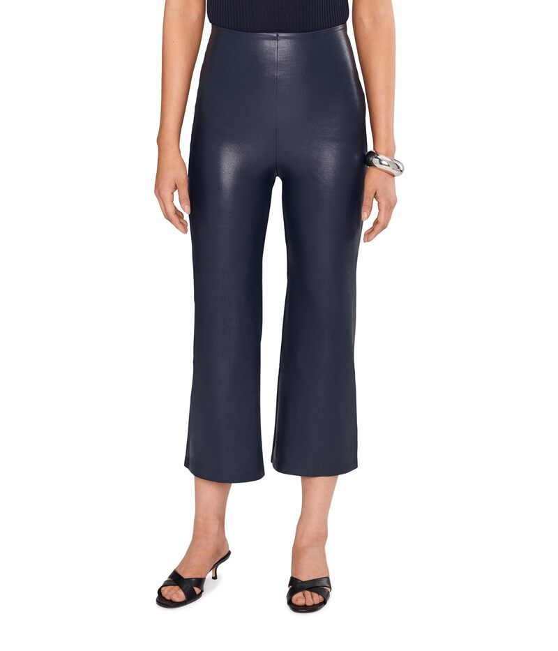 コマンドー レディース ボトムス カジュアルパンツ ワイドレッグ クロップド レザー フェイクレザー Commando Faux Leather Cropped Wide Leg Navy ネイビー