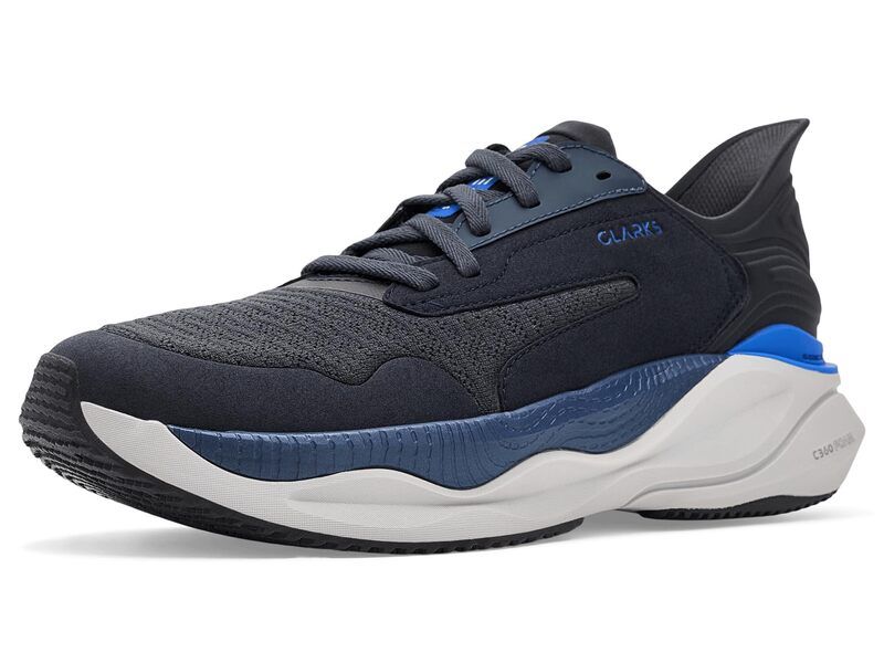 クラークス メンズ シューズ スニーカー Clarks Pace Navy Textile ネイビー