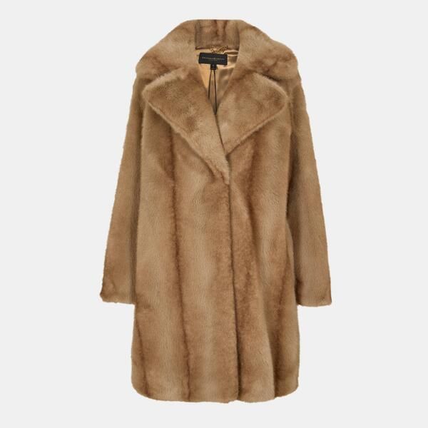 ダナキャラン レディース アウター ジャケット・ブルゾン リラックスフィット コート Donna Karan Womens Faux Furelaxed Fiteddy Coat Brown Mix