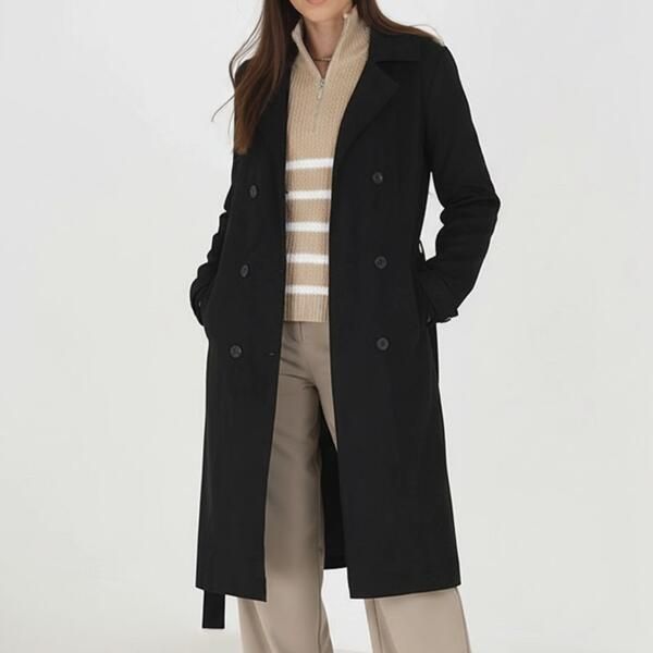 ブレーブソウル レディース アウター ジャケット・ブルゾン スエード コート Brave Soul BS Womens Faux Suede Trench Coat with Belt Black ブ