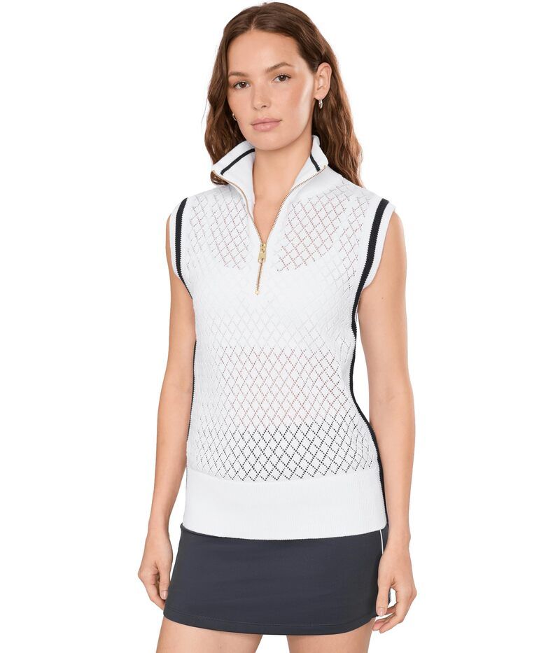 バーレイ レディース アウター ニット・セーター ベスト Varley Stefan 12 Zip Vest White ホワイト