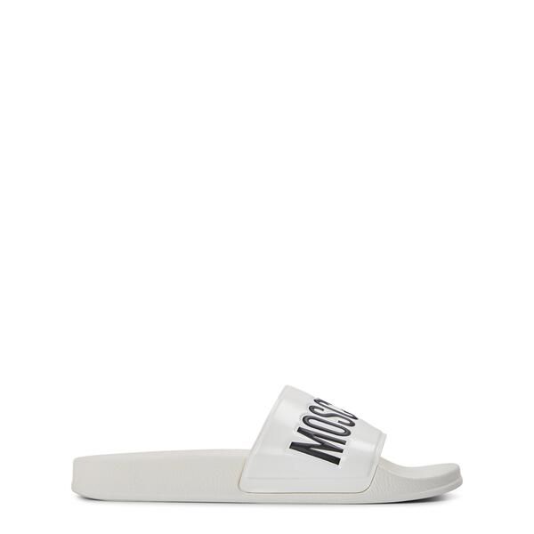 モスキーノ メンズ シューズ サンダル Moschino Menslider Slippers White ホワイト