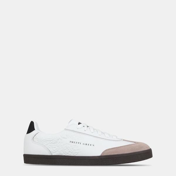 プレティグリーン メンズ シューズ スニーカー レザー Pretty Green Mens Moorgate Leather Courtrainers White ホワイト