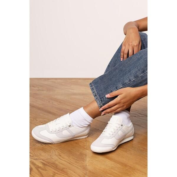 ホエアズザットフロム レディース シューズ スニーカー レース Wheres That From Court Lace up Trainer with Stripe detail WhiteGrey