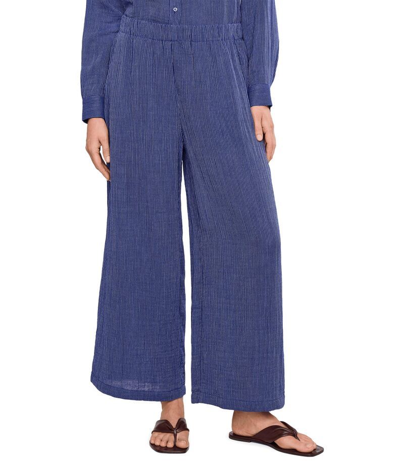 エイリーンフィッシャー レディース ボトムス カジュアルパンツ コットン アンクル Eileen Fisher Striped Organicotton Gauze Ankle Pants Deep