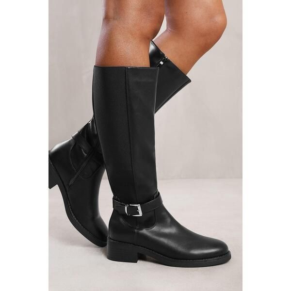 ホエアズザットフロム レディース シューズ ブーツ・レインブーツ Wheres That From Wheres Knee High Riding Boots With Side Buckle Str