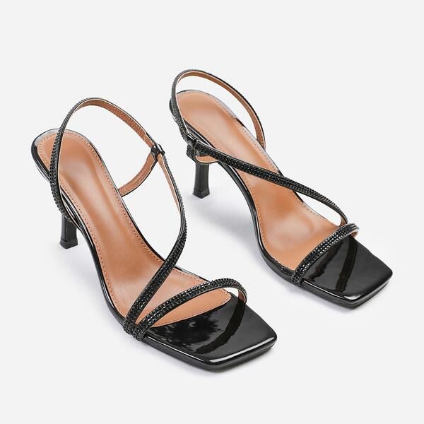 ホエアズザットフロム レディース シューズ サンダル ヒール Wheres That From Cross Foot Strap Heels Ladies Black ブラック