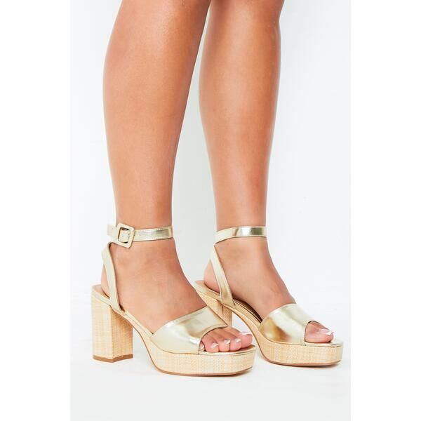 ミッシー エンパイア レディース シューズ サンダル プラットフォーム ヒール Missy Empire Womens Gold Strap Block Platform Heeled Sandals