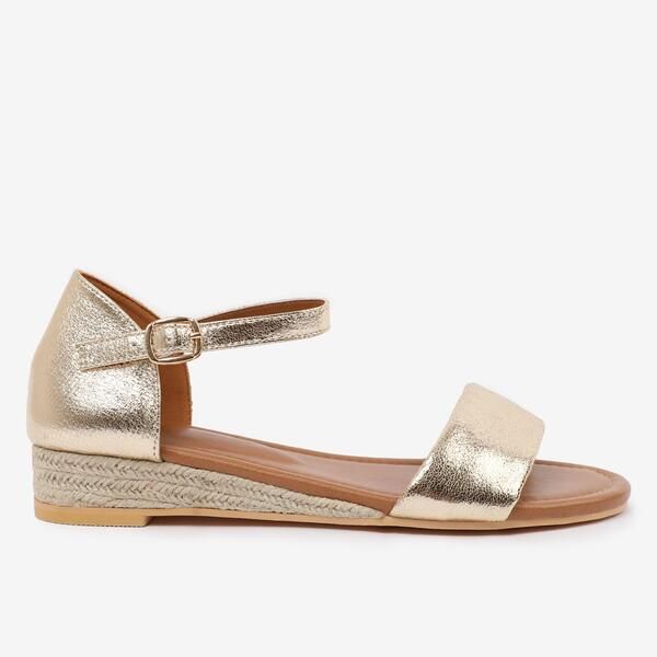 ホエアズザットフロム レディース シューズ サンダル トール Wheres That From WideFit Gold Metallic Eleanor Lowedge Shoes Metallic