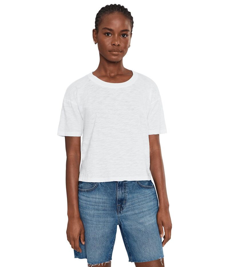 モッドドック レディース トップス シャツ クルーネック Mododoc Short Sleeve Shrunken Boxy Crew Neck Tee White Halo ホワイト