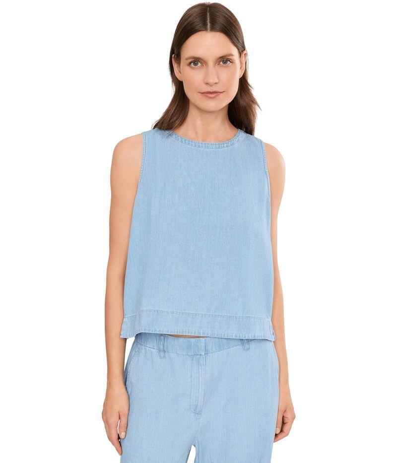 エイリーンフィッシャー レディース トップス シャツ コットン デニム Eileen Fisher Lightweight Organicotton Denim Round Neck Shelligh